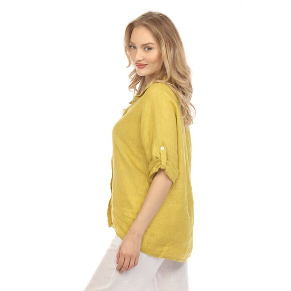 Mustard Button Up Collared Shirt - Picture 8 of 11